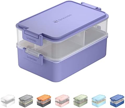 Linoroso Stackable Bento Box Adult Lunch Box | Meet All You On-The-Go Needs for Food, Salad and Snack Box, Premium Bento Lunch Box for Adults Include Utensil Set, Dressing Containers - Pale Mint