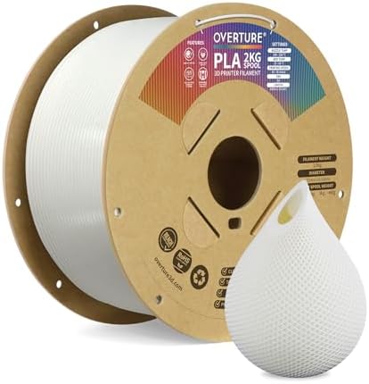 OVERTURE PLA Filament 1.75mm PLA 3D Printer Filament, 1kg Cardboard Spool (2.2lbs), Dimensional Accuracy +/- 0.02mm, Fit Most FDM Printer (Black 1-Pack)