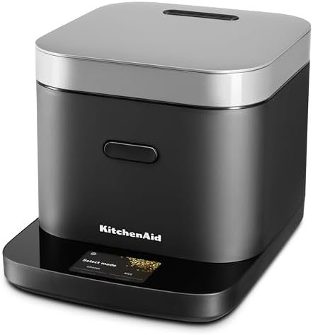 KitchenAid Compact 8 Cup Grain and Rice Cooker with Automatic Sensing and Integrated Scale, KGC2154PL, Porcelain White