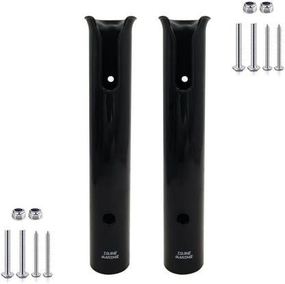 ISURE MARINE 2-Pole Black ABS Plastic Single Tube Multi-Function Fishing Rod Holder, 12" Width, 2" Inlet Diameter