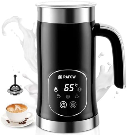 Milk Frother Electric Steamer: 4-in-1 Automatic Magnetic Foamer with Hot Foam Cold Froth for Cappuccino Latte Matcha - 250ml Large Capacity Milk Warmer Chocolate Heater Stainless Steel