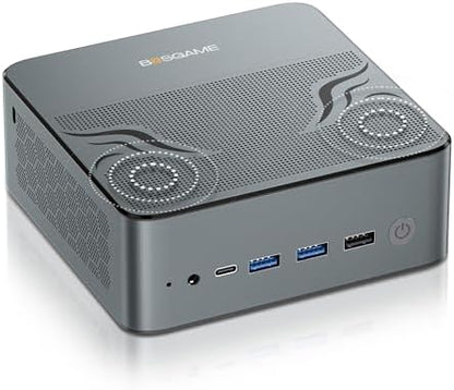 BOSGAME P4 Gaming Mini PC Ryzen 7 5700U 32GB RAM 1TB NVMe M.2 2280 SSD, 11-Pro OS Mini Computers, Micro PC 4K 60Hz Triple Display, HDMI+DP+Type-C, WiFi 6E, BT5.2, PD3.0, Dual 2.5GbE LAN