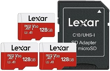 Lexar 128GB Micro SD Card, microSDXC UHS-I Flash Memory Card with Adapter - Up to 100MB/s, A1, U3, Class10, V30, High Speed TF Card