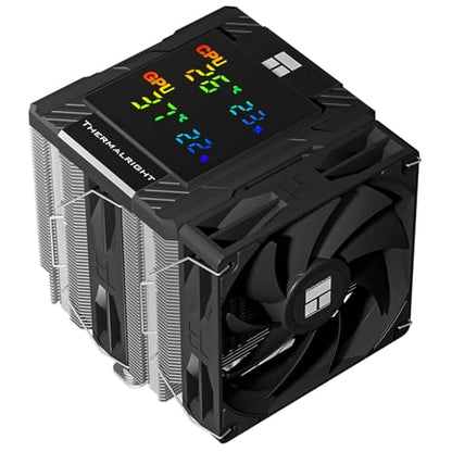 Thermalright Peerless Assassin 120 Digital ARGB Black CPU Air Cooler, Digital Screen Top Cover,6 Heatpipes Computer CPU Cooler, for AM4/AM5,Intel LGA1700/1851/1150/1151/1200,PC Cooler-Black ARGB