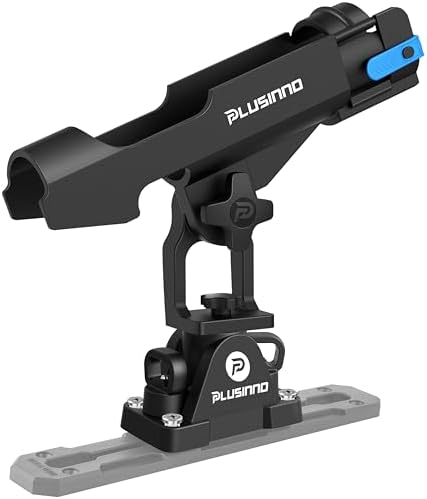 PLUSINNO 2 in 1 Fishing Rod Holders for Boat, Kayak Fishing Rod Holder, Fishing Pole Holders for Track Mount/Deck Mount, Fishing Gear with Fishing Rod Protective Strap, Fishing Accessories & Gifts