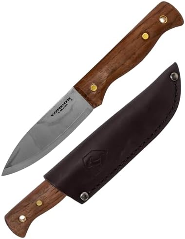 Condor Tool & Knife Bushlore 4.375-Inch Drop Point Blade, Handle with Leather Sheath, Plain