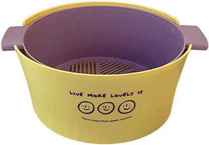 Kitchen Washbas Food Strainer Drain Basket Rotating Drainer Double-Layer Basin Vegetable Fruit Washing Strainer