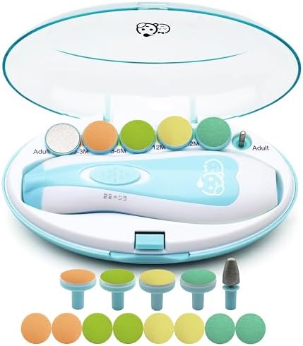 Royal Angels Rechargeable Baby Nail Clippers 20 in 1, Safe Electric Nail Trimmer, Baby Nail Kit, Additional Replacements, Newborn Toddler Toes and Fingernails, Trim and Polish (Rechargeable, Snow)