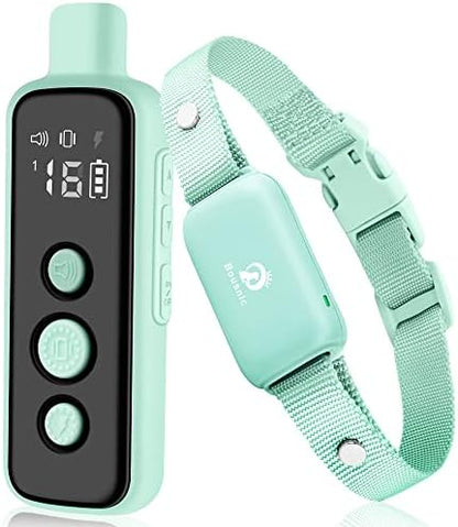 Bousnic Shock Collar for Dogs - Waterproof Rechargeable Dog Electric Training Collar with Remote for Small Medium Large Dogs with Beep, Vibration, Safe Shock Modes (8-120 Lbs) (Green)