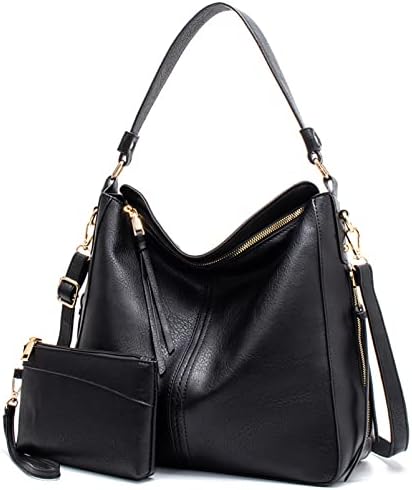 Hobo Bags for Women Handbags Purse Ladies Boho Shoulder Bag Crossbody Purses PU Leather Brown 2PCS