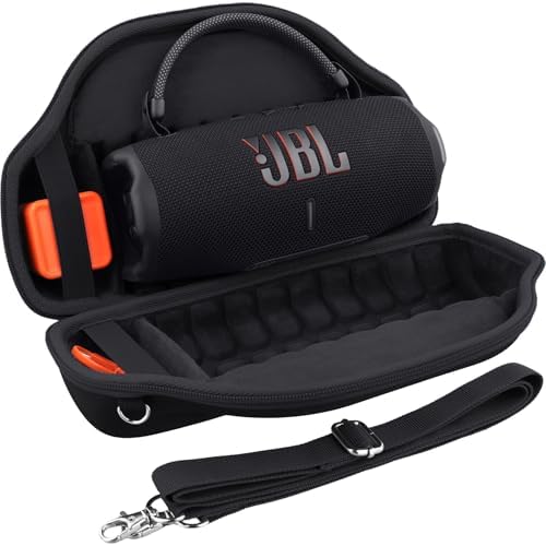 co2CREA Case for JBL Charge 6 Waterproof Portable Bluetooth Speaker, Hard Travel Case with Detachable Shoulder Strap (White Case)