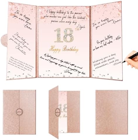 Crenics Rose Gold 70th Birthday Decorations, Creative 70th Birthday Guest Sign in Book Alternative, Large 70th Birthday Signature Book 12" x 18", Great 70 Years Old Birthday Gifts for Women - PuriLite