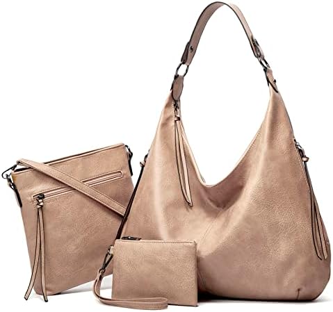 Ashioup Hobo Bags for Women Soft PU Leather Shoulder Bag Vintage Slouchy Handbag with Zipper