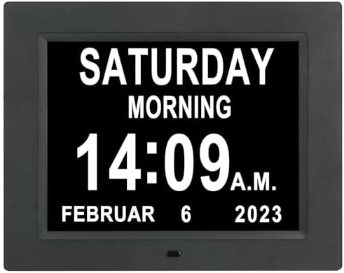 [2025 Newest] Digital Day Calendar Clocks 3 Medicine Reminders Extra Large 8 Inch Non-Abbreviated Day Date Month Dementia Senior Clock for Eldarly Memory Loss Vision Impaired Clock
