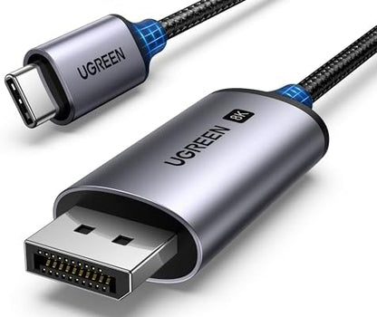 UGREEN USB C to DisplayPort 1.4 Cable 6FT 8K@60Hz 4K@240Hz Thunderbolt 4/3 to DisplayPort Cord USB C to DP 1.4 32.4 Gbps Alu Braided Compatible with MacBook Pro/Air, iPad, Mac mini, Galaxy, XPS 15