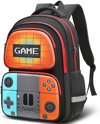 School Backpack for Boys,Gamer Kids Backpack for Elementary Middle School Student Age 6-14,17″ Video Game Bookbag for Laptop