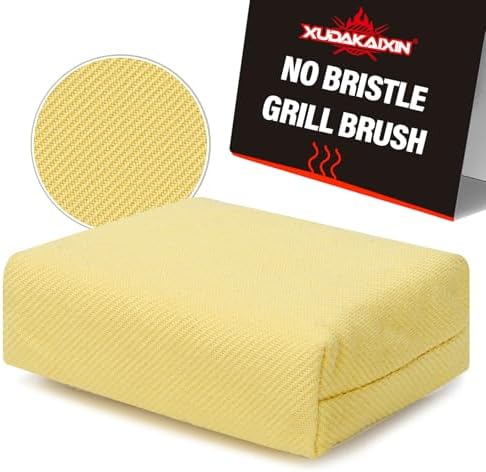 XUDAKAIXIN Grill Brush Bristle Free,BBQ Replaceable Scraper Cleaning Head,Safe Grill Accessories for Cast Iron Grates/Porcelain/Weber Gas/Charcoal Grill,Grill Brush for Outdoor Grill-Yellow