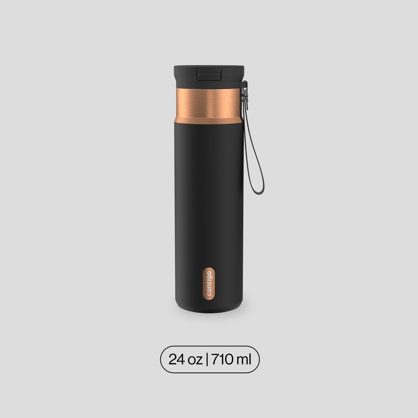 Contigo SnapSeal 24 oz Water Bottle w/Carry Strap & Reusable Straw | Vacuum-Insulated Stainless Steel for Hot & Cold Drinks | Spill-Proof Lid | BPA & Lead-Free | Dishwasher Safe