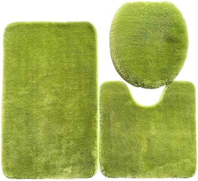 Daniel's Bath & Beyond 3 Piece Solid Luxury Bath Mat, Lime Green, (3PC Solid Luxury)