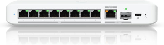 Ubiquiti Networks USW-Flex-2.5G-8 UniFi Switch Flex 2.5G (8 x 2.5 GbE ports, 1 x 10 GbE PoE+ input/SFP+ combo, Plastic case, Compatible with Desktop, Laptop, Server, IP Camera, Printer) - PuriLite