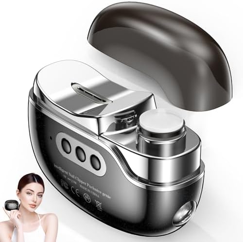 Electric Nail Clipper-3 in 1 Baby Nail Trimmer with Light & 3 Speeds, Fingernail Trimmer, Polisher & Clip Storage, USB Rechargeable Automatic Nail File for Baby, Kids, Adult Gift(Black)
