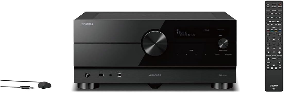 Yamaha RX-A4A AVENTAGE 7.2-Channel AV Receiver – 8K and 4K/120 HDMI, eARC, Dolby Atmos, DTS:X, Auro-3D, Surround:AI, Wi-Fi, Bluetooth, MusicCast