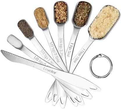 Measuring Cups, U-Taste Measuring Cups and Spoons Set of 15 in 18/8 Stainless Steel : 7 Measuring Cups and 7 Measuring Spoons with 2 D-Rings and 1 Professional Magnetic Measurement Conversion Chart