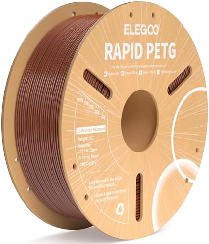 ELEGOO Rapid PETG Filament 1.75mm Black 1KG, 3D Printer Filament Max 600 mm/s High Speed Printing, Dimensional Accuracy +/- 0.02 mm Fit Most FDM Printer 1kg Cardboard Spool