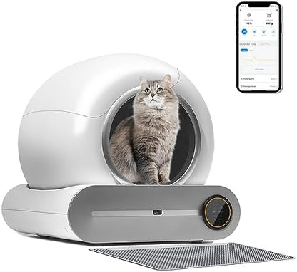 Upgraded Self-Cleaning Cat Litter Box - Automatic Smart for Multiple Cats, Never Scoop Again, Safety Protection, APP Control, Odorless, Health Check