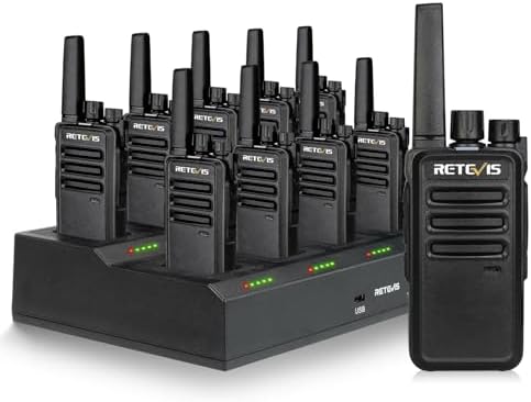 Retevis RT68H 2 Way Radios Long Range with 10 Way Charger,Walkie Talkies Rechargeable for Adults,Easier Charging,Easier Management,LED Display, Keypad Lock,Hands Free Compact Walkie Talkie (10 Pack)