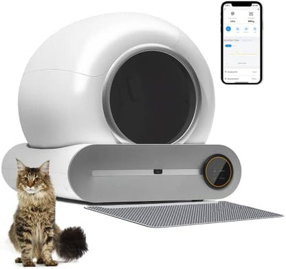 NAHARO Multi-Functional Automatic Cat Litter Box - Self-Cleaning Box Odorless with Real-Time Monitoring and Safety Alarm