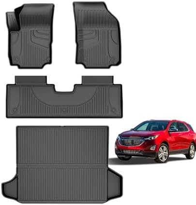 AOMSAZTO Floor Mats & Trunk Mat for 2024 2025 Chevy Equinox EV (Non Fuel),TPE All Weather Protection 2 Rows Car Floor Liners with Cargo Liner for Chevrolet Equinox EV (Non Fuel)