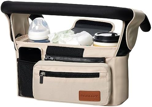 Universal Stroller Organizer with Insulated Cup Holder by Momcozy - Detachable Phone Bag & Shoulder Strap, Fits for Stroller like Uppababy, Baby Jogger, Britax, BOB, Umbrella and Pet Stroller