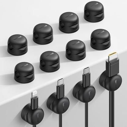 Lamicall Rotatable Cable Organizer Clips 6-Pack – Self-Adhesive Desk Cord Holder with Spring Lock – USB Charger Wire Management - PuriLite