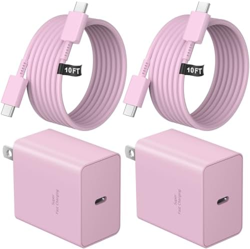 45W Super Fast Charger Type C, 2-Pack 45W USB C Charging Block with 10ft USB C to Type C Cables for Samsung Galaxy S25 S24+/UltraS23/S22/S21/S20/Note10/20 iPhone 16/15 Pro,Pro Max
