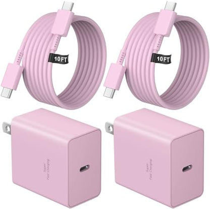 45W Super Fast Charger Type C, 2-Pack 45W USB C Charging Block with 10ft USB C to Type C Cables for Samsung Galaxy S25 S24+/UltraS23/S22/S21/S20/Note10/20 iPhone 16/15 Pro,Pro Max