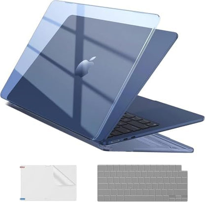 EooCoo Case Compatible with MacBook Air 13 inch M4 M3 M2 2025-2022 A3240 A3113 A2681, 13.6" Hard Case Cover & TPU Keyboard Skin & Screen Protector for Laptop Air 13.6 inch - Crystal Clear