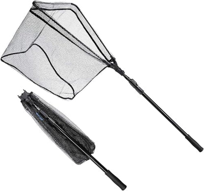 SAN LIKE Fishing Net Telescopic Landing Nets Folding Rubber Fish Net Rubber Coated Landing Net with Adjustable Sturdy Pole Handle for Saltwater Freshwater Bass Trout Fishing Easy Catch & Release