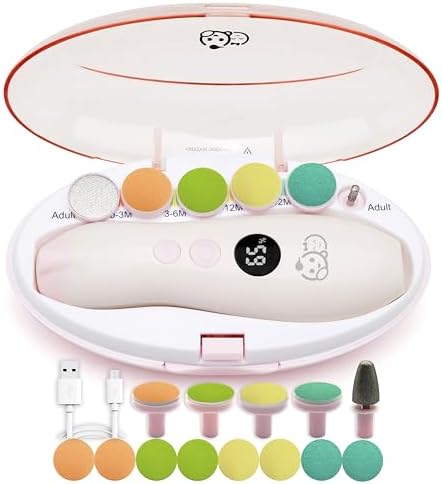 Royal Angels Rechargeable Baby Nail Clippers 20 in 1, Safe Electric Nail Trimmer, Baby Nail Kit, Additional Replacements, Newborn Toddler Toes and Fingernails, Trim and Polish (Rechargeable, Snow)