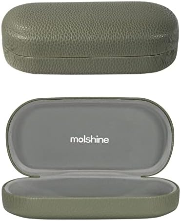 molshine Hard Shell Leather Sunglasses Case,Classic Large Glasses Case for Women Men,Sunglass Eyeglasses