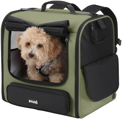 Pecute Cat Backpack, Dog Backpack Carrier with Widened Interior Space,Stable and Secure Pet Car Seat for Sitting and Lying, Breathable Pet Transport Bag Suitable for Hiking, Trekking, Car TravelGray