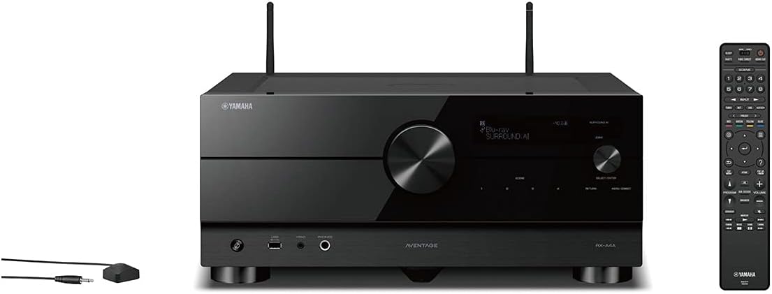 Yamaha RX-A4A AVENTAGE 7.2-Channel AV Receiver – 8K and 4K/120 HDMI, eARC, Dolby Atmos, DTS:X, Auro-3D, Surround:AI, Wi-Fi, Bluetooth, MusicCast