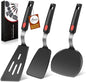 Hotec 3-Pack Silicone Spatula Turner Set – Heat-Resistant 600°F Flexible Cooking Utensils for Nonstick Cookware, Ideal for Flipping Eggs, Burgers, Pancakes, Crepes - PuriLite