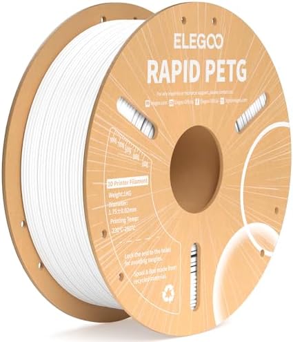 ELEGOO Rapid PETG Filament 1.75mm Black 1KG, 3D Printer Filament Max 600 mm/s High Speed Printing, Dimensional Accuracy +/- 0.02 mm Fit Most FDM Printer 1kg Cardboard Spool