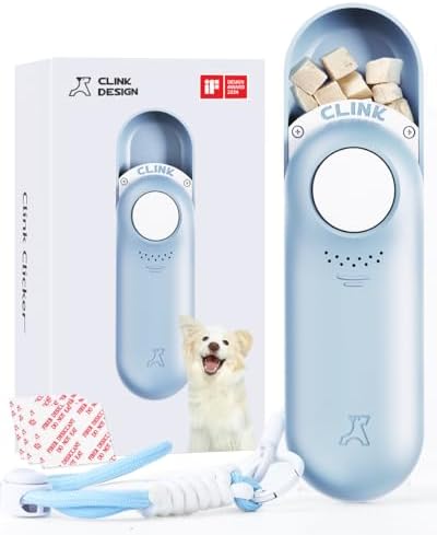 Dog Treat Pouch & Clicker Dog Trainer, Puppy Essentials Dual Use 2 in 1 Dog Clicker for Training - Durable, Light (2.36 oz), Easy to Clean & Handle, Innovative Design, Purple - Click Design