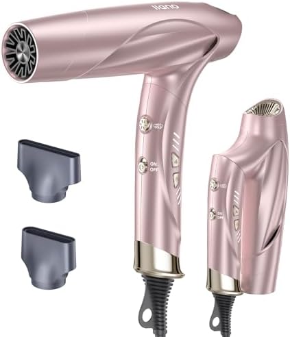 Best Gift for Hair Care, 1400W Brushless Motor Ionic Hair Dryer, Light-weight Travel Folding Blow Dryer, Llano Professional Salon Fast Drying Hairdryer with Hair Care Ions, Hot&Cold Cycles, 120V