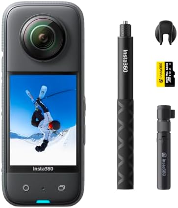 Insta360 Get-Set Bundle- Insta360 X3 Waterproof 360 Action Camera with 1 2 48Mp Sensors, Active HDR Video, 72Mp 360 Photo, 4K Single Lens, 60Fps Me Mode, Stabilization, 2.29 Touchscreen, Ai Editing