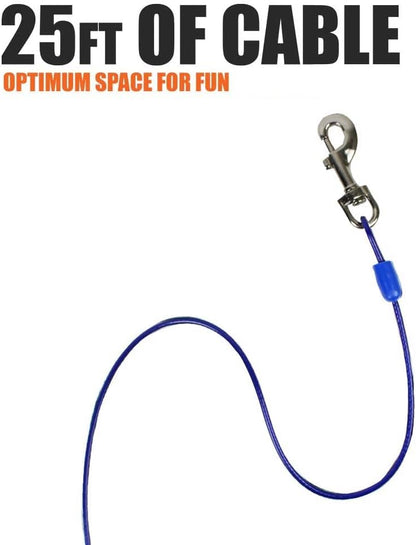 BV Pet Medium Tie Out Cable for Dog up to 60 Pound, 25-Feet