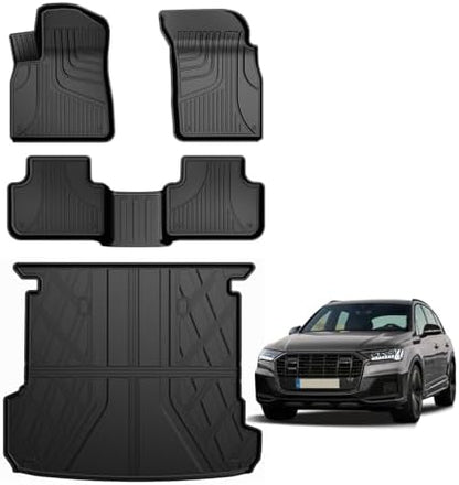AOMSAZTO Floor Mats & Trunk Mat for 2024 2025 Chevy Equinox EV (Non Fuel),TPE All Weather Protection 2 Rows Car Floor Liners with Cargo Liner for Chevrolet Equinox EV (Non Fuel)