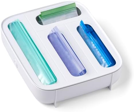 YouCopia StoraBag Drawer Food Bags Dispenser, 3-Slot, Plastic Sandwich Bag Organizer for Kitchen Storage